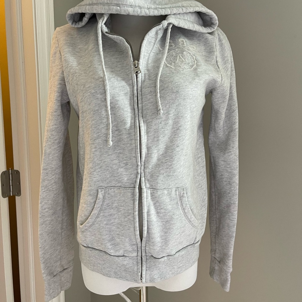Y2K Abercrombie & Fitch Light Gray Zip-Up Hoodie